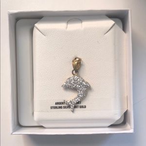 Dolphin 10K Gold and Sterling Silver Pendant